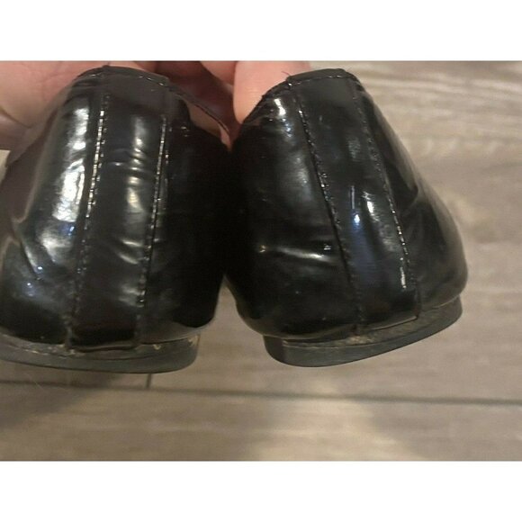 Tory Burch Flats Size 5 Black Patent Leather Slip On Ballet Bow Women - Picture 6 of 8